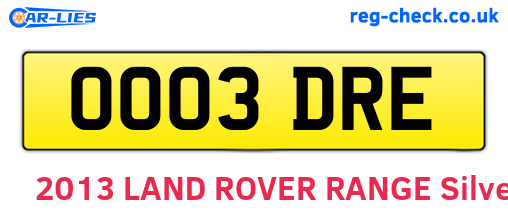 OO03DRE are the vehicle registration plates.