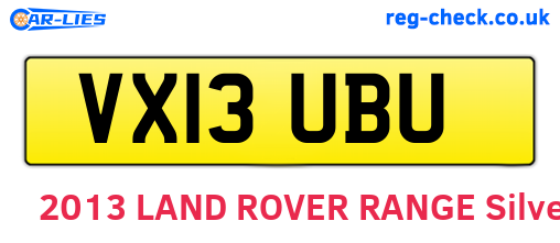 VX13UBU are the vehicle registration plates.