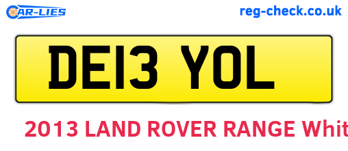 DE13YOL are the vehicle registration plates.