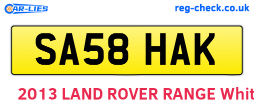 SA58HAK are the vehicle registration plates.