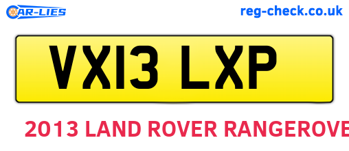 VX13LXP are the vehicle registration plates.