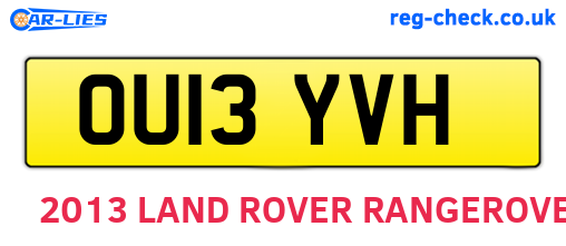 OU13YVH are the vehicle registration plates.