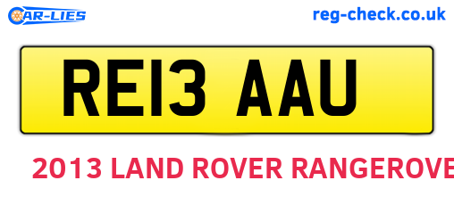 RE13AAU are the vehicle registration plates.