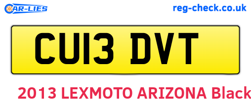 CU13DVT are the vehicle registration plates.