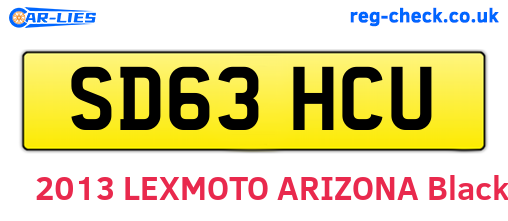 SD63HCU are the vehicle registration plates.