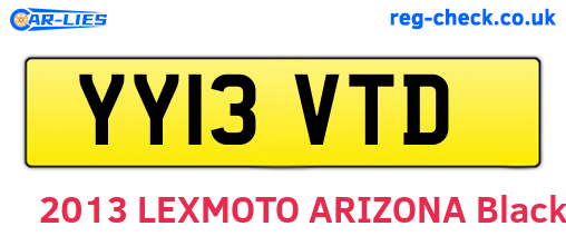 YY13VTD are the vehicle registration plates.