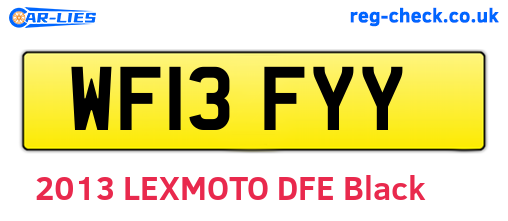 WF13FYY are the vehicle registration plates.