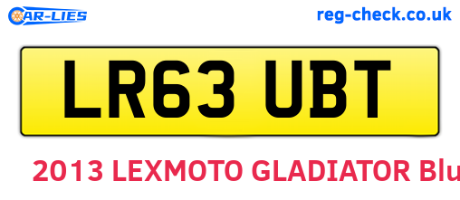 LR63UBT are the vehicle registration plates.