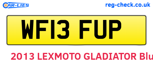 WF13FUP are the vehicle registration plates.