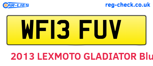 WF13FUV are the vehicle registration plates.