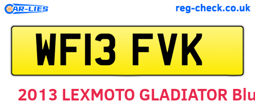 WF13FVK are the vehicle registration plates.