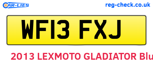 WF13FXJ are the vehicle registration plates.