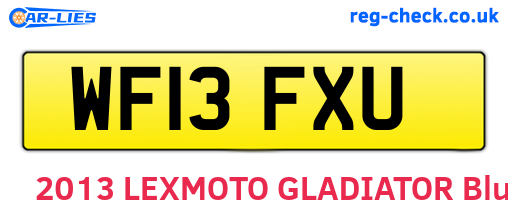 WF13FXU are the vehicle registration plates.