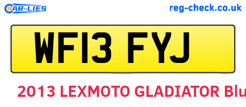 WF13FYJ are the vehicle registration plates.