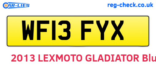 WF13FYX are the vehicle registration plates.
