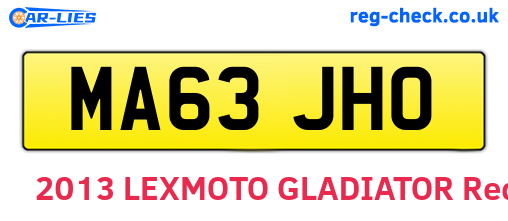 MA63JHO are the vehicle registration plates.
