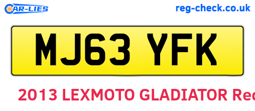MJ63YFK are the vehicle registration plates.