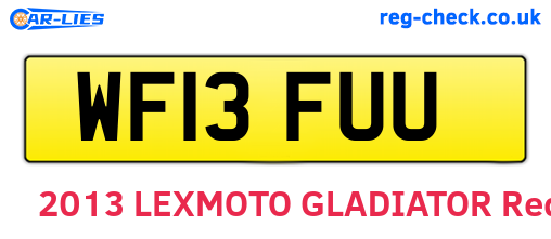 WF13FUU are the vehicle registration plates.