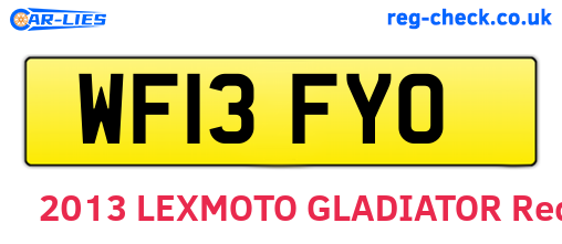 WF13FYO are the vehicle registration plates.