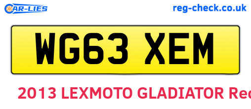 WG63XEM are the vehicle registration plates.