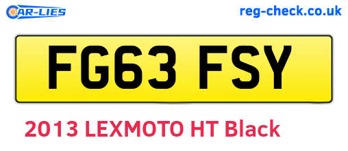 FG63FSY are the vehicle registration plates.