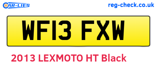 WF13FXW are the vehicle registration plates.