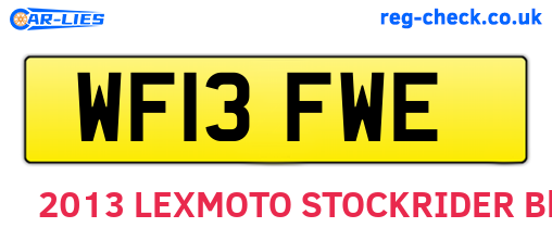 WF13FWE are the vehicle registration plates.