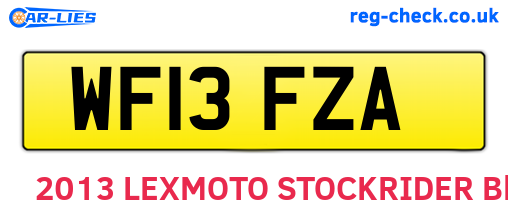 WF13FZA are the vehicle registration plates.