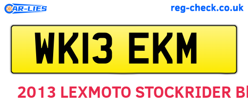 WK13EKM are the vehicle registration plates.
