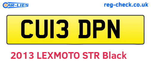 CU13DPN are the vehicle registration plates.