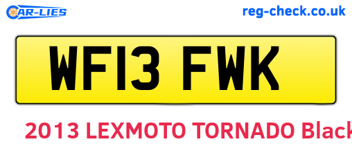 WF13FWK are the vehicle registration plates.
