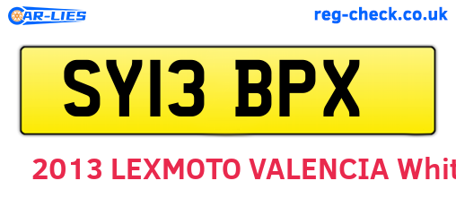SY13BPX are the vehicle registration plates.