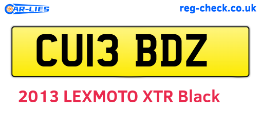 CU13BDZ are the vehicle registration plates.
