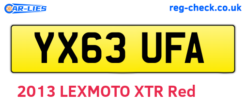 YX63UFA are the vehicle registration plates.