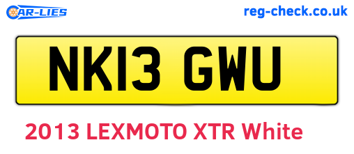 NK13GWU are the vehicle registration plates.