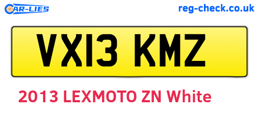 VX13KMZ are the vehicle registration plates.