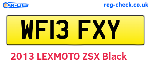 WF13FXY are the vehicle registration plates.
