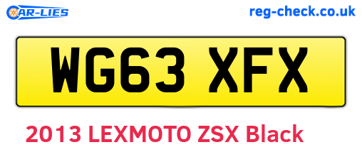 WG63XFX are the vehicle registration plates.