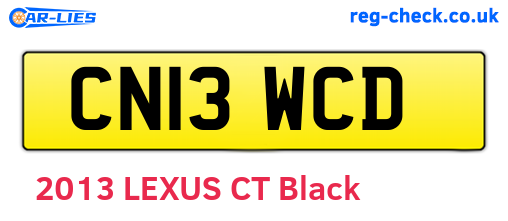 CN13WCD are the vehicle registration plates.