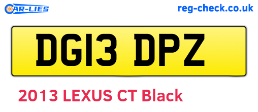 DG13DPZ are the vehicle registration plates.