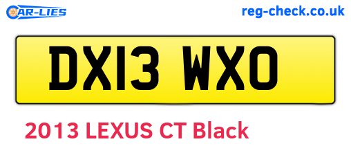 DX13WXO are the vehicle registration plates.