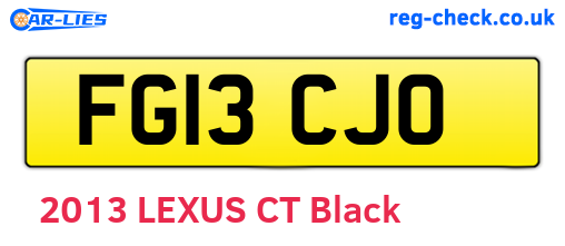 FG13CJO are the vehicle registration plates.