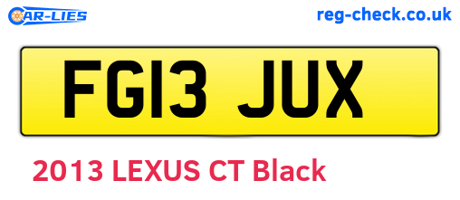 FG13JUX are the vehicle registration plates.