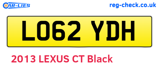 LO62YDH are the vehicle registration plates.