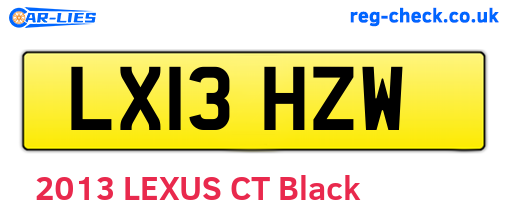 LX13HZW are the vehicle registration plates.
