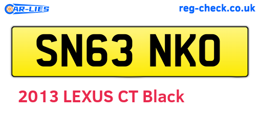 SN63NKO are the vehicle registration plates.