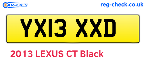 YX13XXD are the vehicle registration plates.