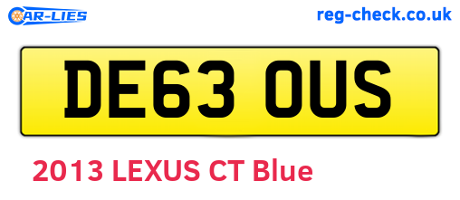 DE63OUS are the vehicle registration plates.