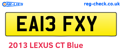 EA13FXY are the vehicle registration plates.
