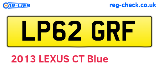 LP62GRF are the vehicle registration plates.